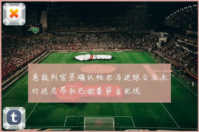 意裁判官员确认帕尔马进球合法未对迈尼昂和巴尔泰萨吉犯规